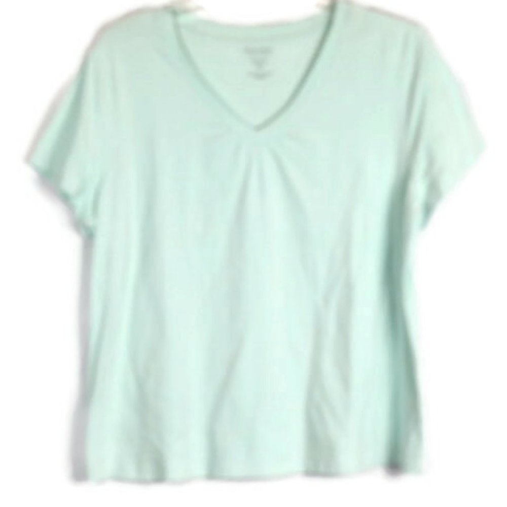 Sonoma Life & Style Light Green Women's Short Sleeve Shirt 1X 028